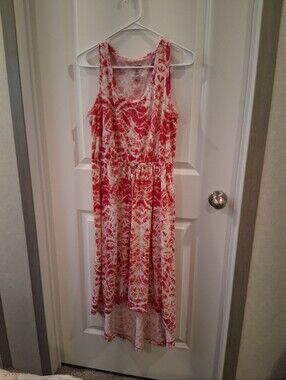 Sonoma Pink and White Tie-Dye Sleeveless High-Low Dress Size Petite Large